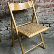 Foldable Italian chairs (set of 4) in beech and rattan 1980