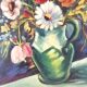 Ancient bouquet of flowers table