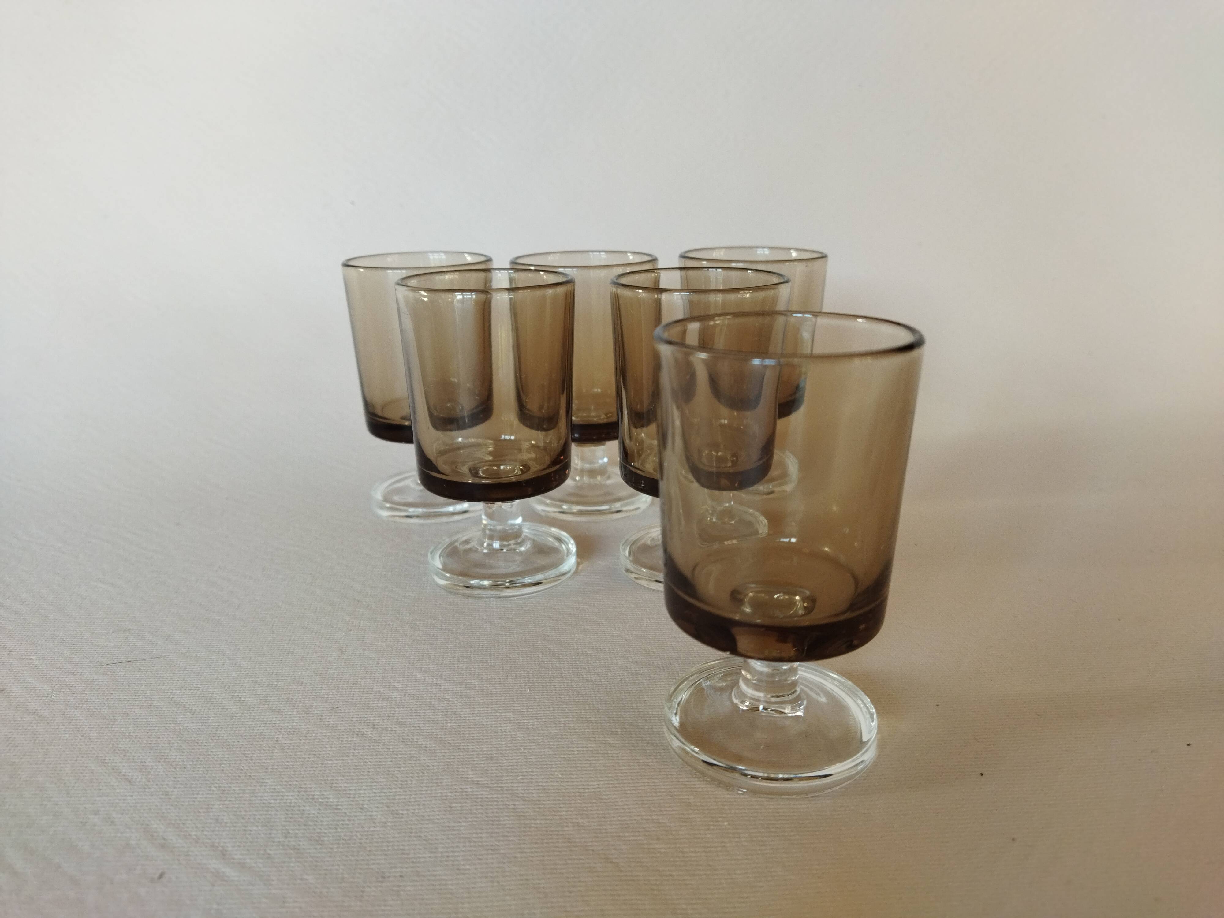 6 verres à liqueur Luminarc Suède / Cavalier fumé