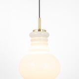 Large white opaline glass pendant light by Peill Putzler, Germany, 1970.