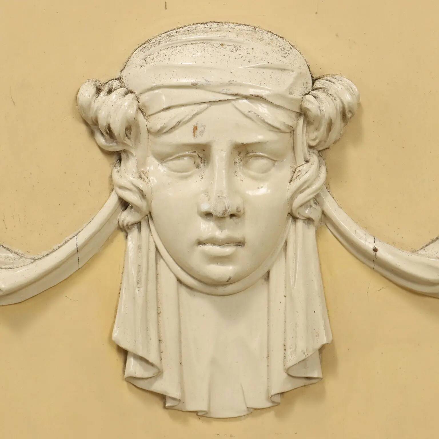 Antique decorative panels in neoclassical style made of poplar, 19th century.