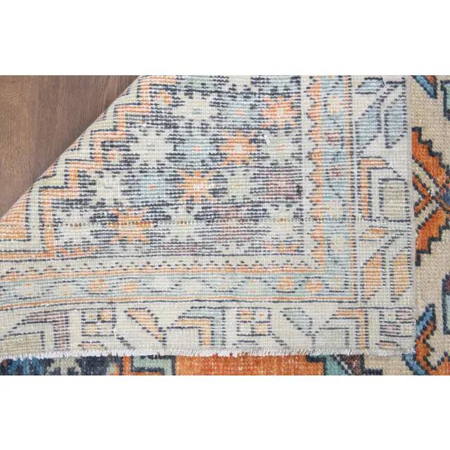 Vintage Turkish Oushak Handmade Wool Cotton Orange Runner Rug 116x250