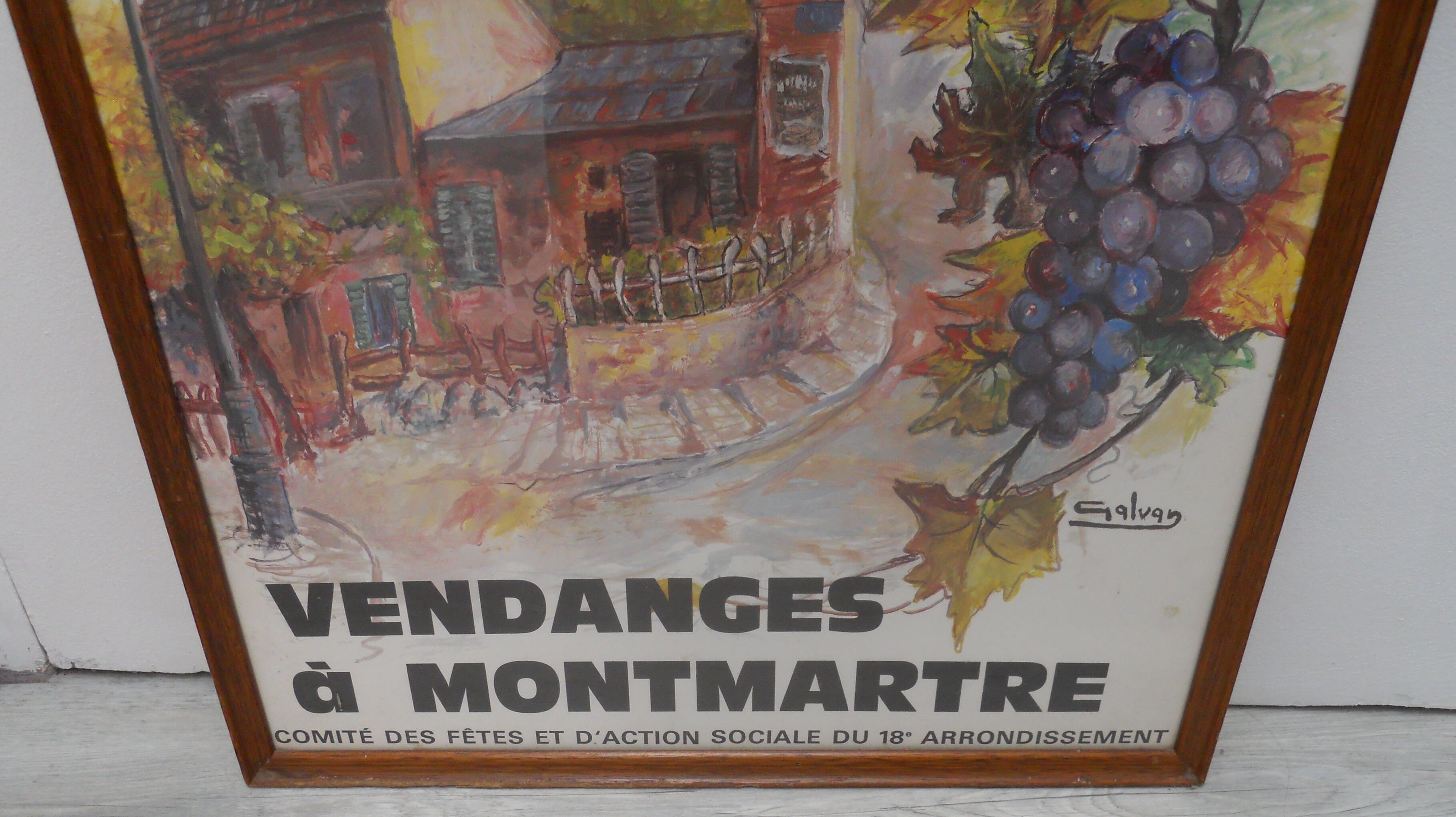 Poster under glass harvest a montmartre 1981 artist galvan