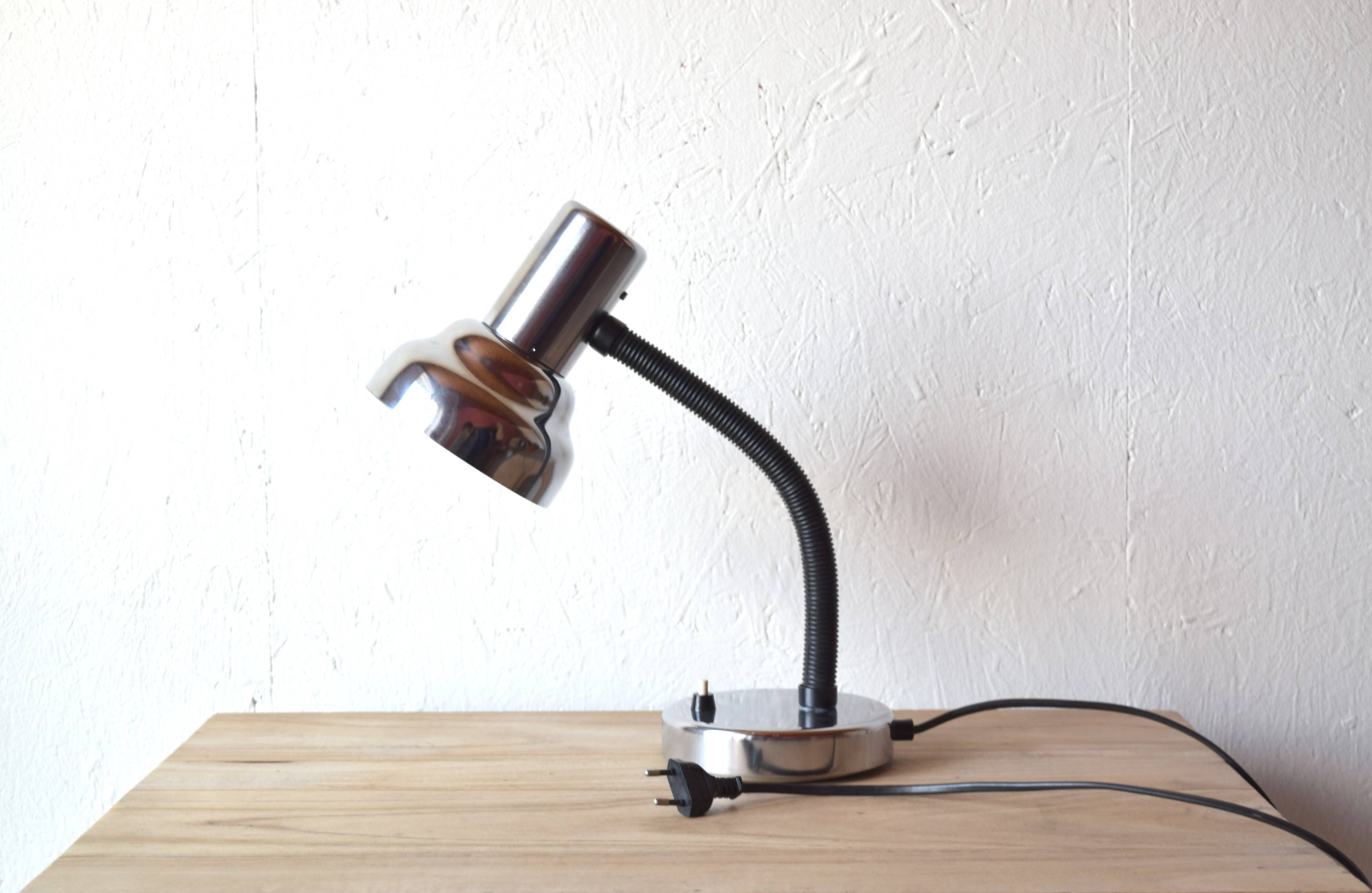 Vintage chrome metal desk lamp - Table lamp - 1960s.