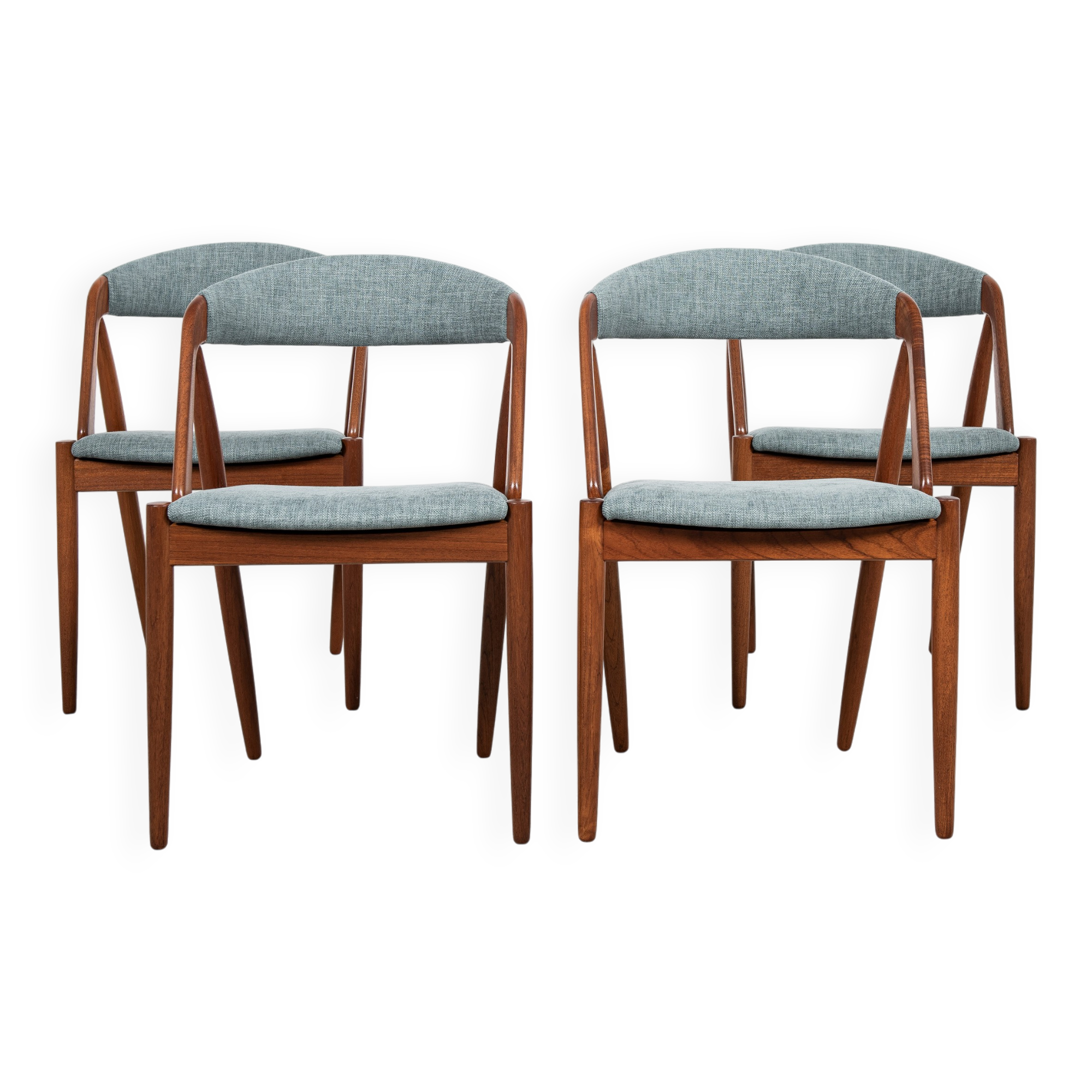 Midcentury Danish set of 4 dining chairs in teak by Kai Kristiansen 1960s