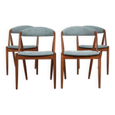 Ensemble de 4 chaises de salle à manger danoise des années 1960 en teck par Kai Kristiansen.
