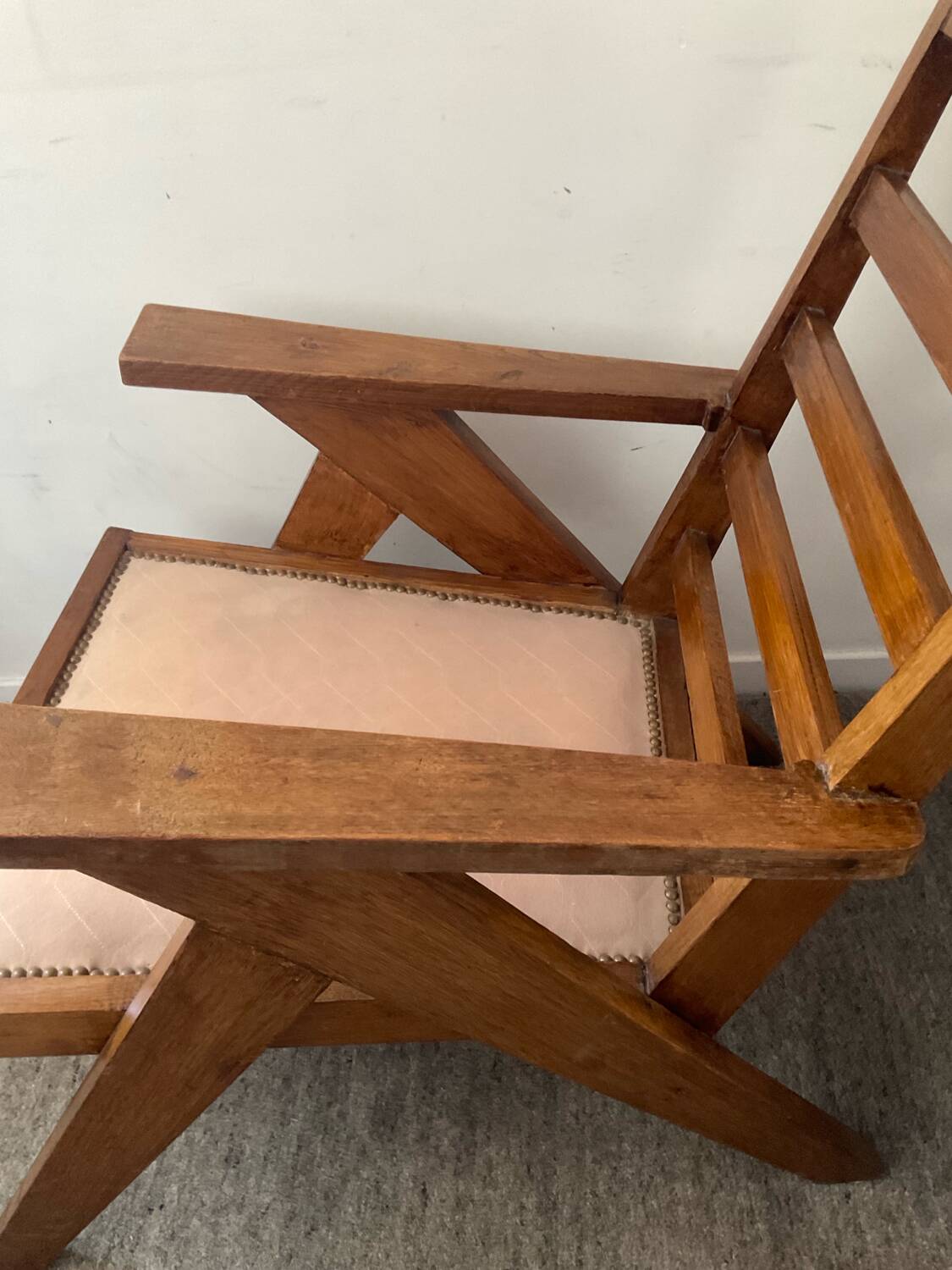 Pair of compass-legged armchairs, 1960s