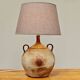 Modernist ceramic sandstone lamp with two handles from the 1950s
