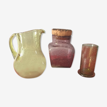 Suite of 3 pieces of biot glassware