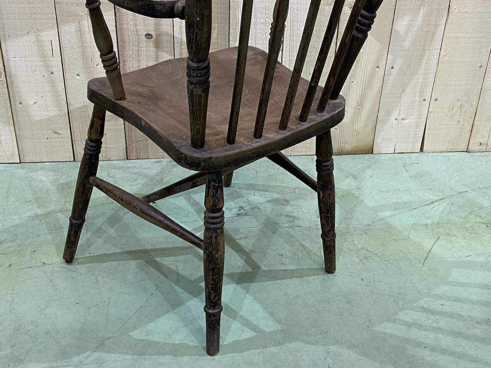 Fauteuil anglais en orme de la fin du XIXème