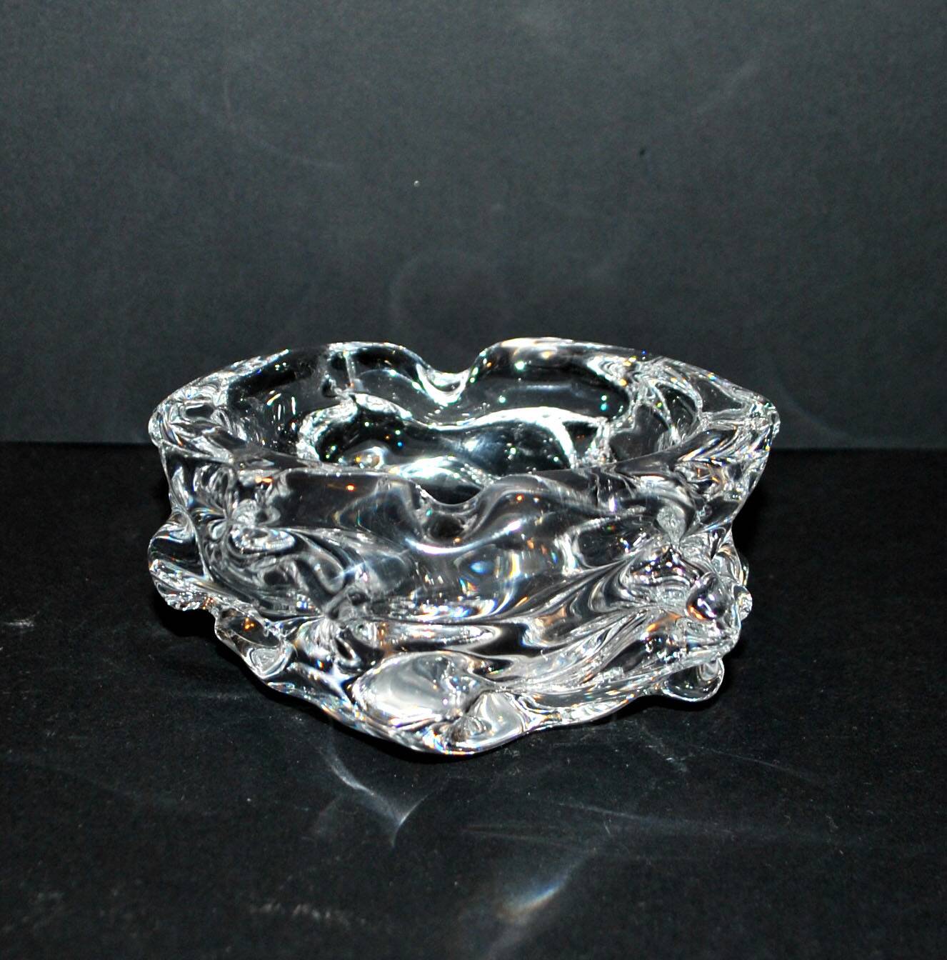 1960 Design ashtray bowl in blown crystal signed Cristal Paris France