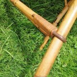 Rattan coffee table marquetry 1960