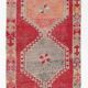 Tapis kilim ancien tons rouges et gris, motifs géométriques turcs,99x343 Cm
