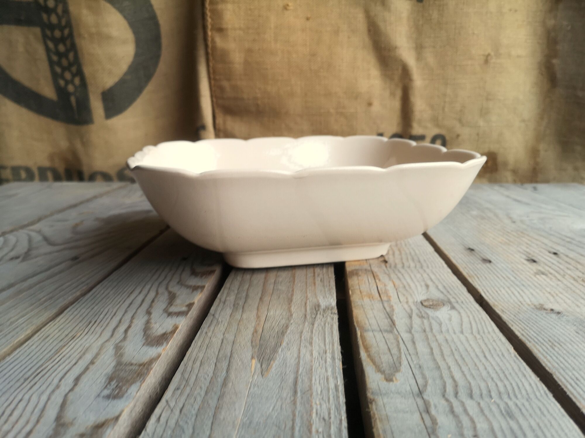 Ancient Saladier in Pink Ceramics by Digoin Sarreguemines Floral Decoration