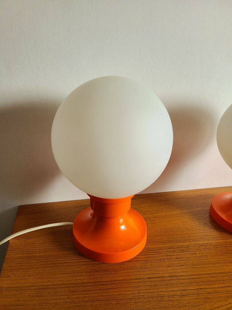 Vintage orange plastic bedside lamp