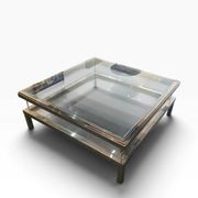 Sliding top coffee table – 70s design – chrome & glass – 108 cm