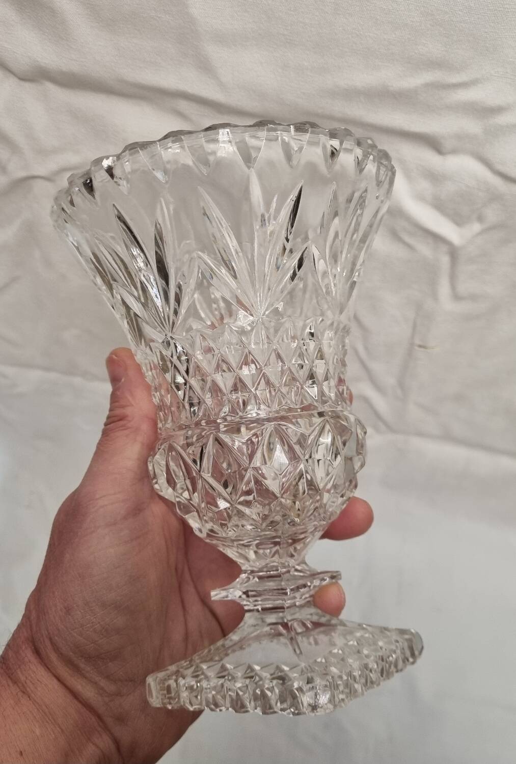 Bohemian crystal pedestal vase