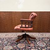 Classic English Chesterfield Desk Chair Salmon Colored