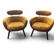 Vintage pair of mustard velvet armchairs from the 20th century.