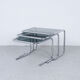 Vintage chromed nesting tables with smoked glass