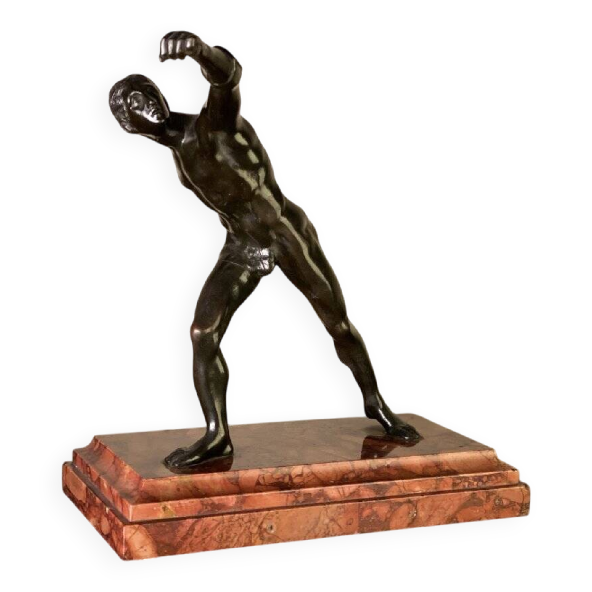 Borghese Gladiator, bronze after the antique on a marble base