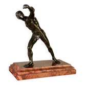 Gladiateur Borghese, bronze d’après l’antique sur socle de marbre