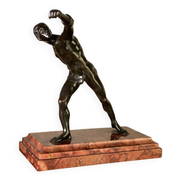 Borghese Gladiator, bronze after the antique on a marble base