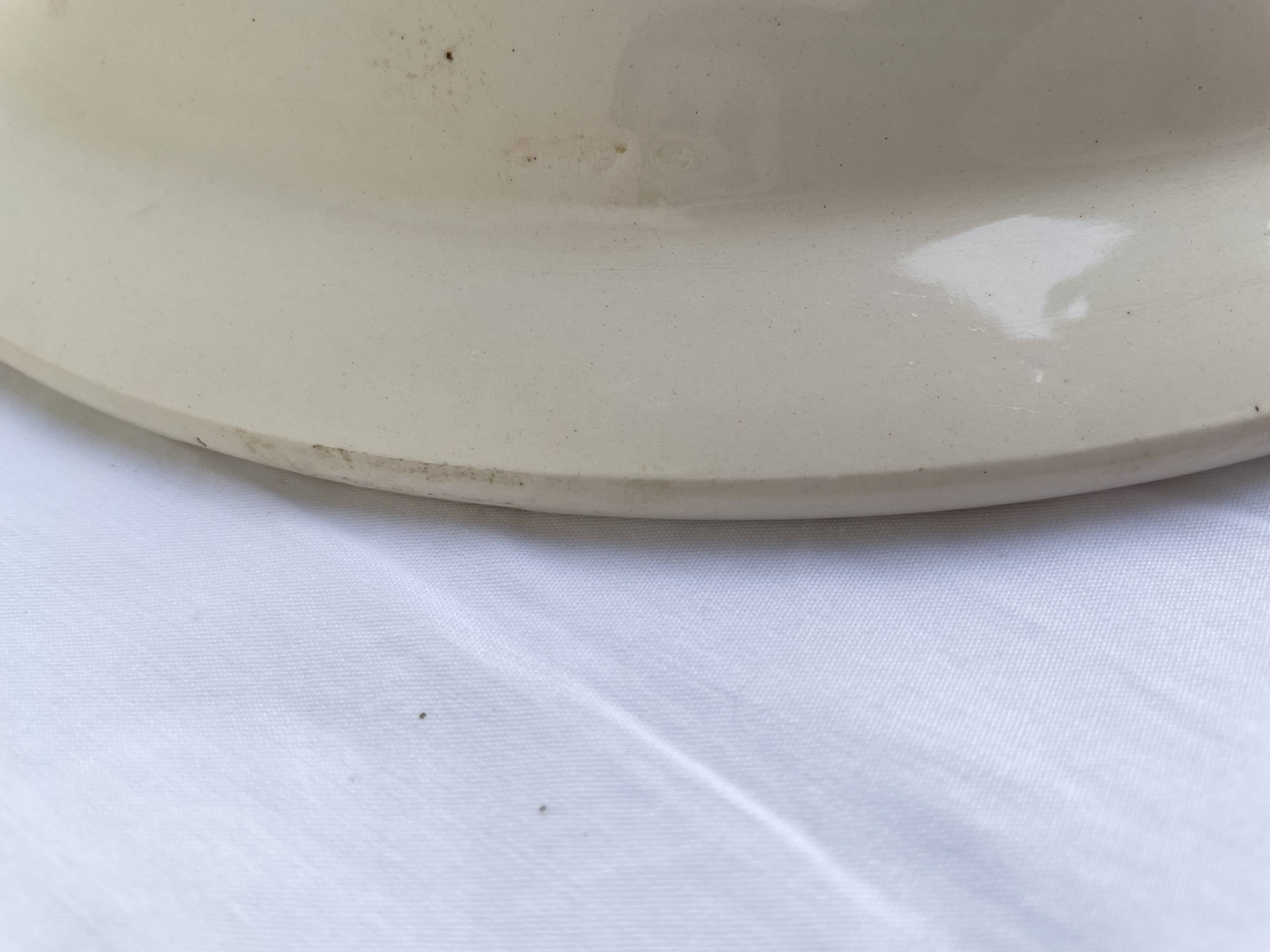 Antique shallow dish Badonviller tulip decoration