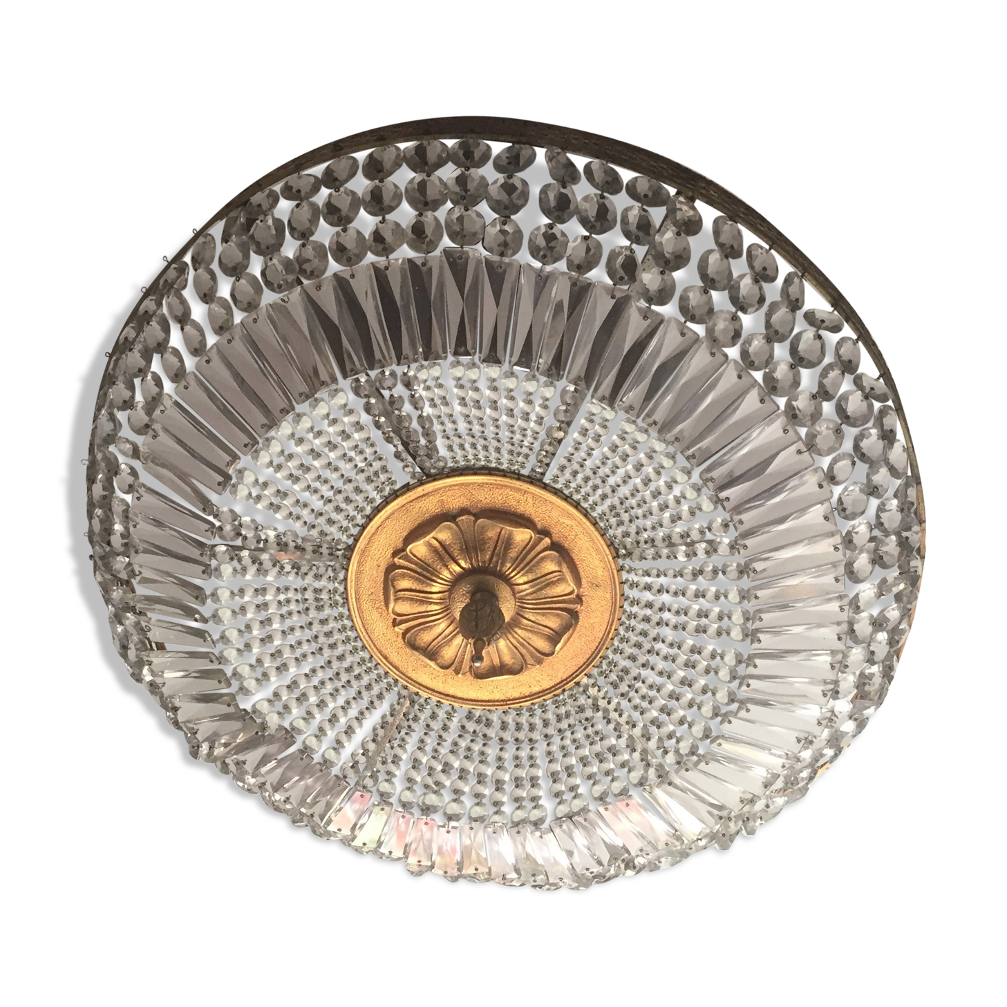 Large ceiling light with stamps and bronze Chandelier Ras de plafond Dome