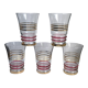 Set of 5 red and gold spiral water glasses 50-60s