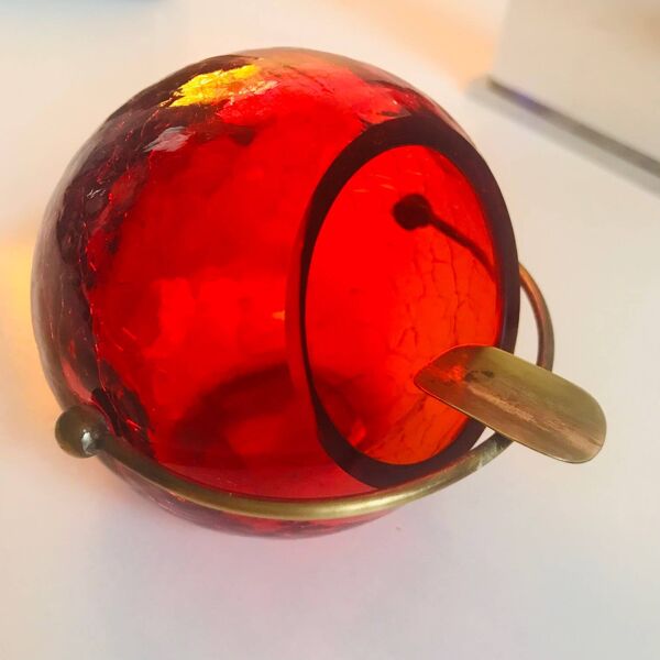 Cendrier Vintage • Cristal Givré • Cuivre • Marita Voigt • Harzkristall • Space Age • 1970