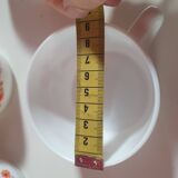 set of 6 vintage Arcopal Scania mugs with small orange liberty flowers from the 70s