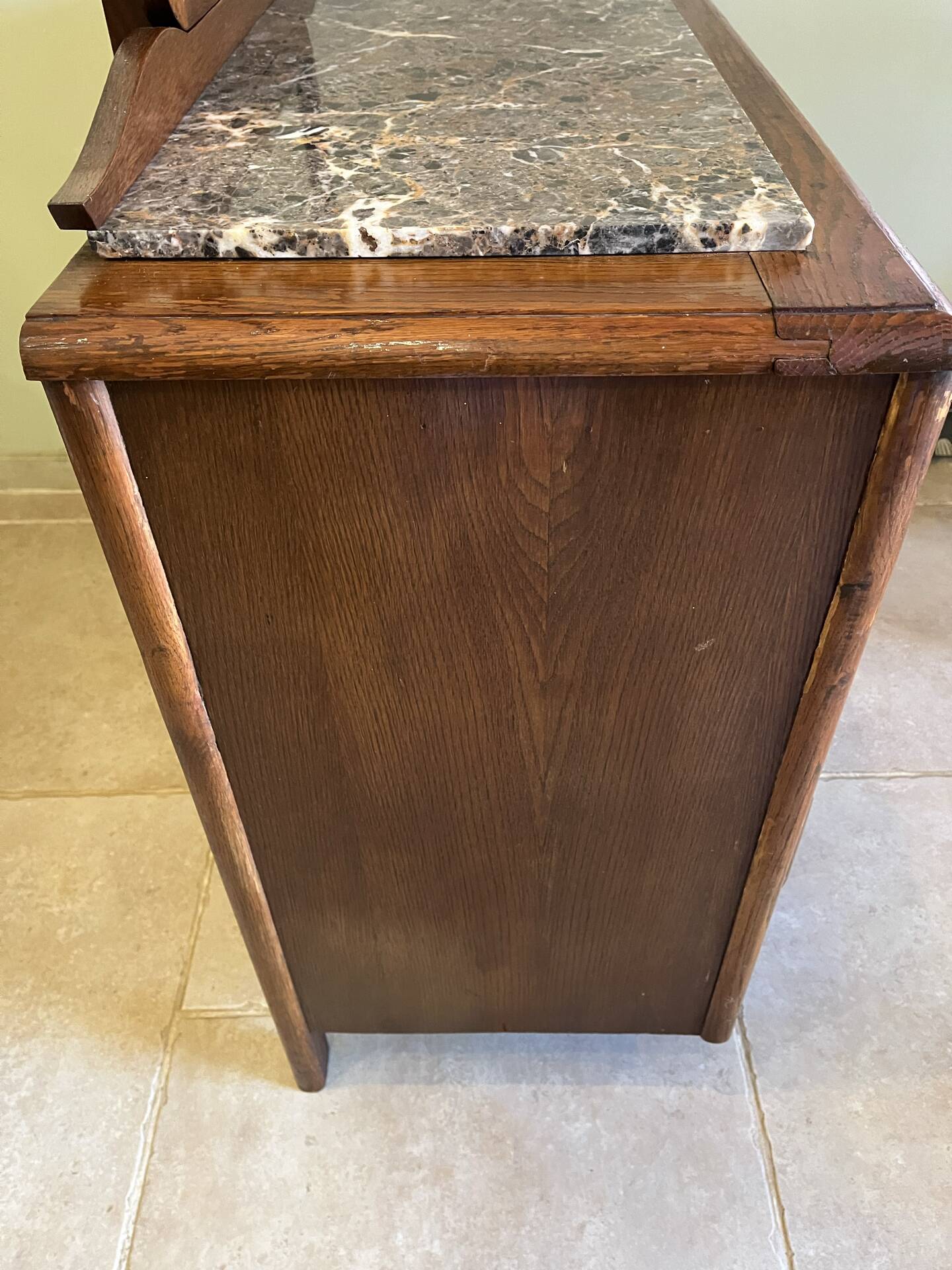 Commode art déco avec miroir biseauté et marbre