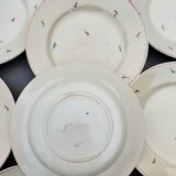 8 flat plates with earthenware seedings of multicolored florets