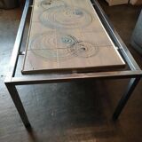 Coffee table 1970 chrome ceramic