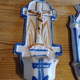 2 19th century earthenware holy water stoups