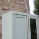 Vintage Parisian wardrobe in sage green – Mirror, hanging space and drawers