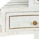Unique Writing Desk with Black and White Stone Veneer and Brass Inlays