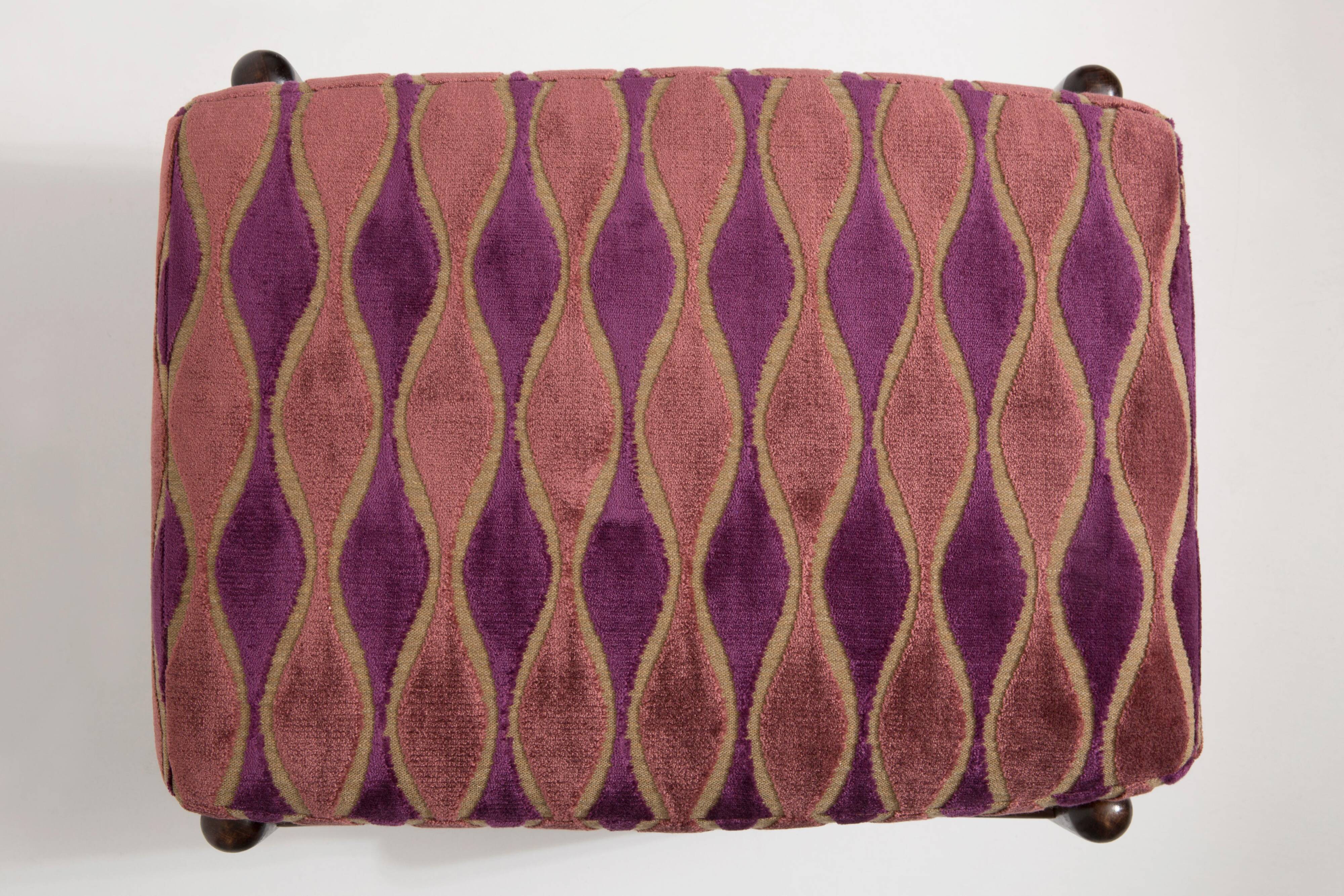 Vintage velvet footstool pair with rose pattern, Edmund Homa, 1960s