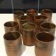 Ensemble de 10 verres à thé japonais en grès partiellement émaillé