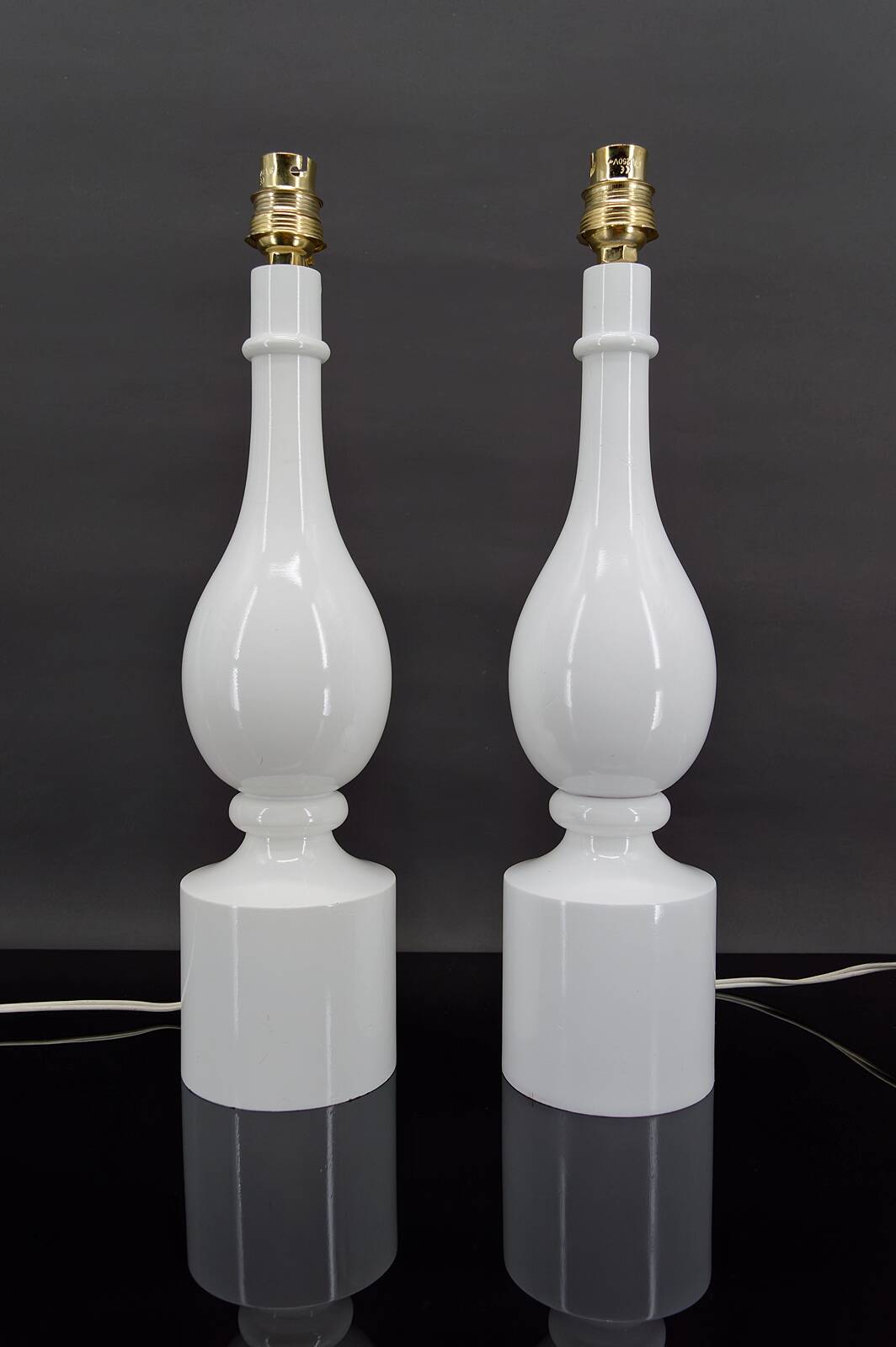 Pair of white lamps by Philippe Capelle, France, Circa 1970