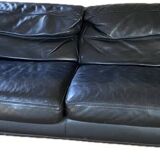 Canapé Cuir Roche Bobois 2.5 places Safari Noir Tenderness