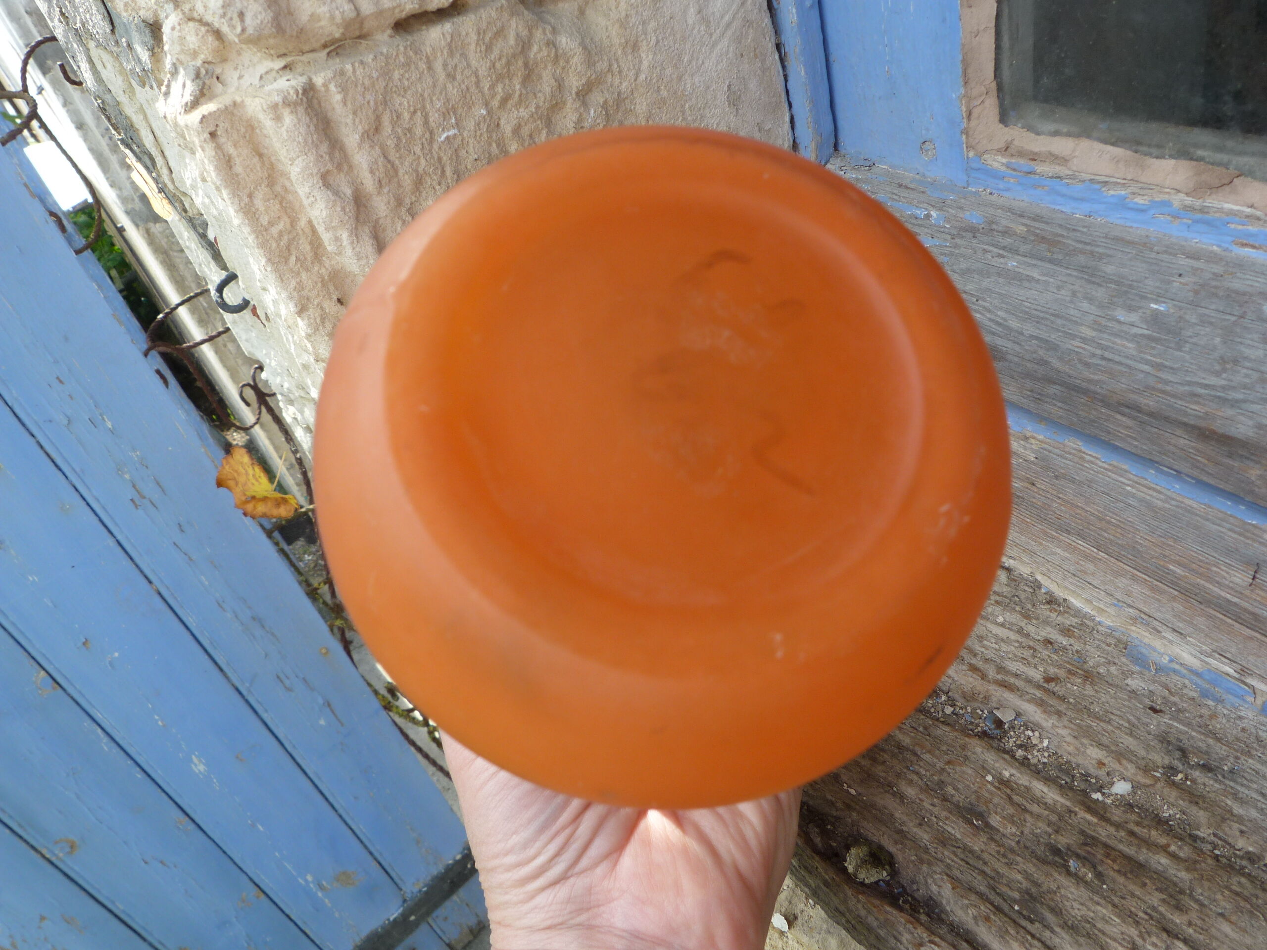 Art Deco soliflore vase in orange glass paste