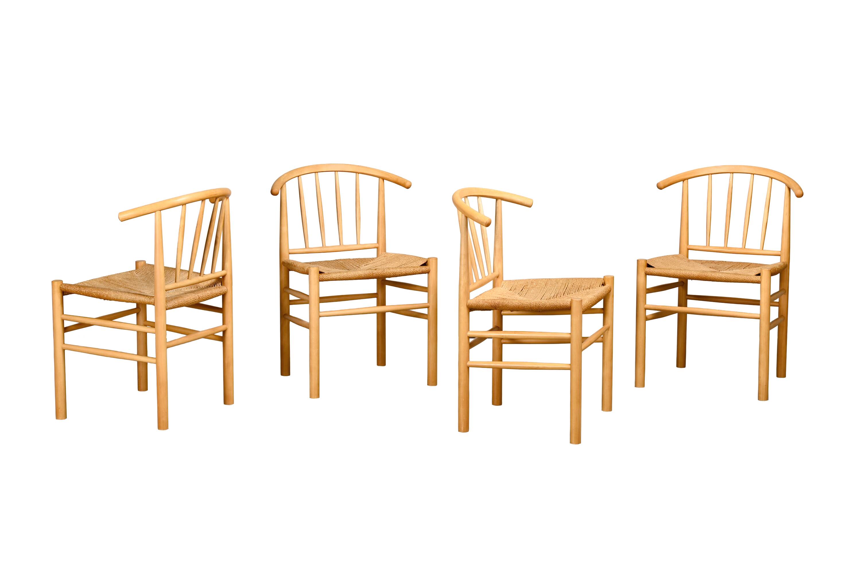 Erik Ole Jørgensen J151 Dining Chairs in beech and papercord for FDB Møbler