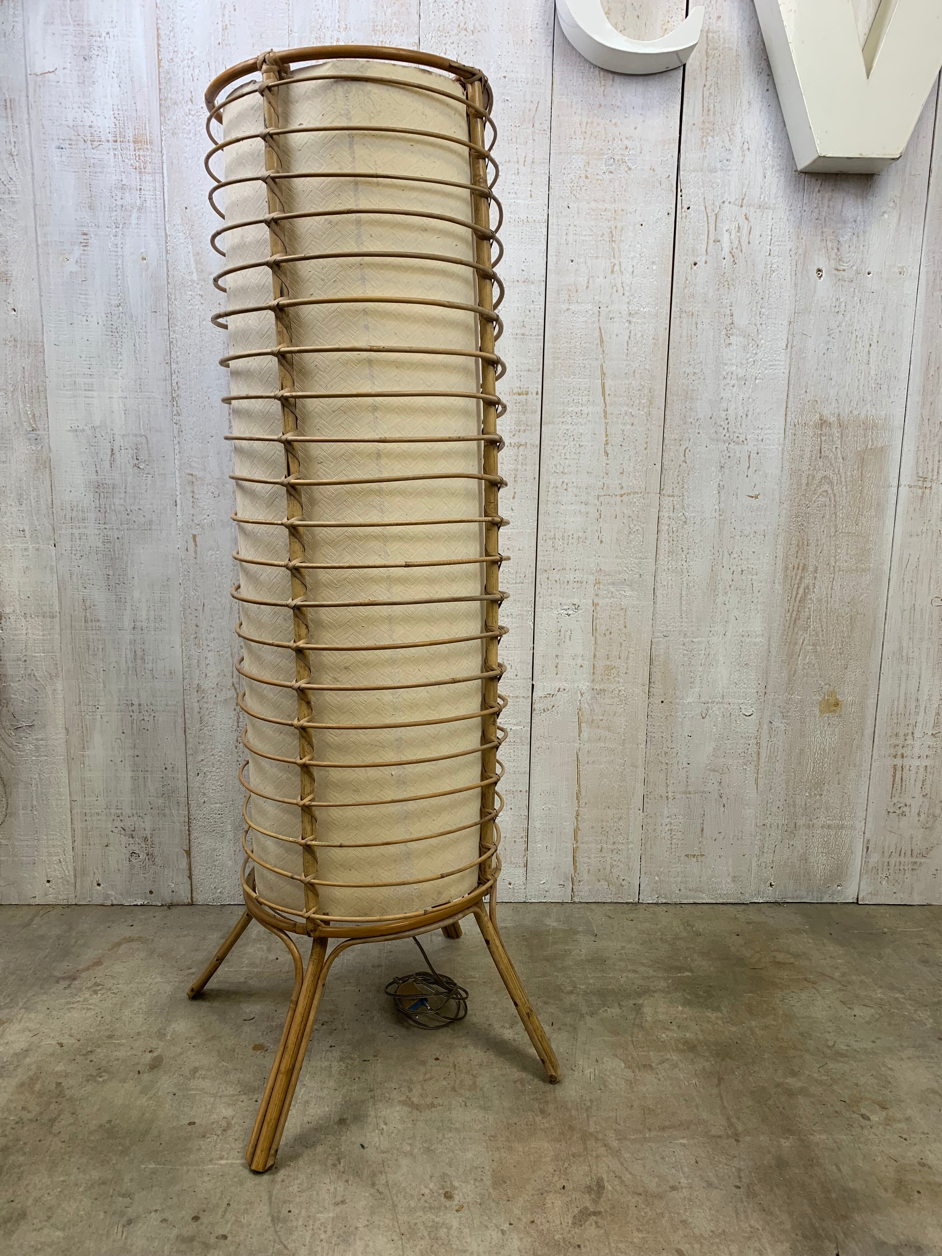 Vintage rattan floor lamp