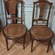 Pair of 1900 chairs in mahogany and walnut burl marquetry.