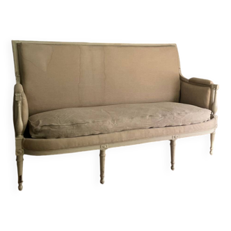 Canapé ancien style Directoire bois et tissu