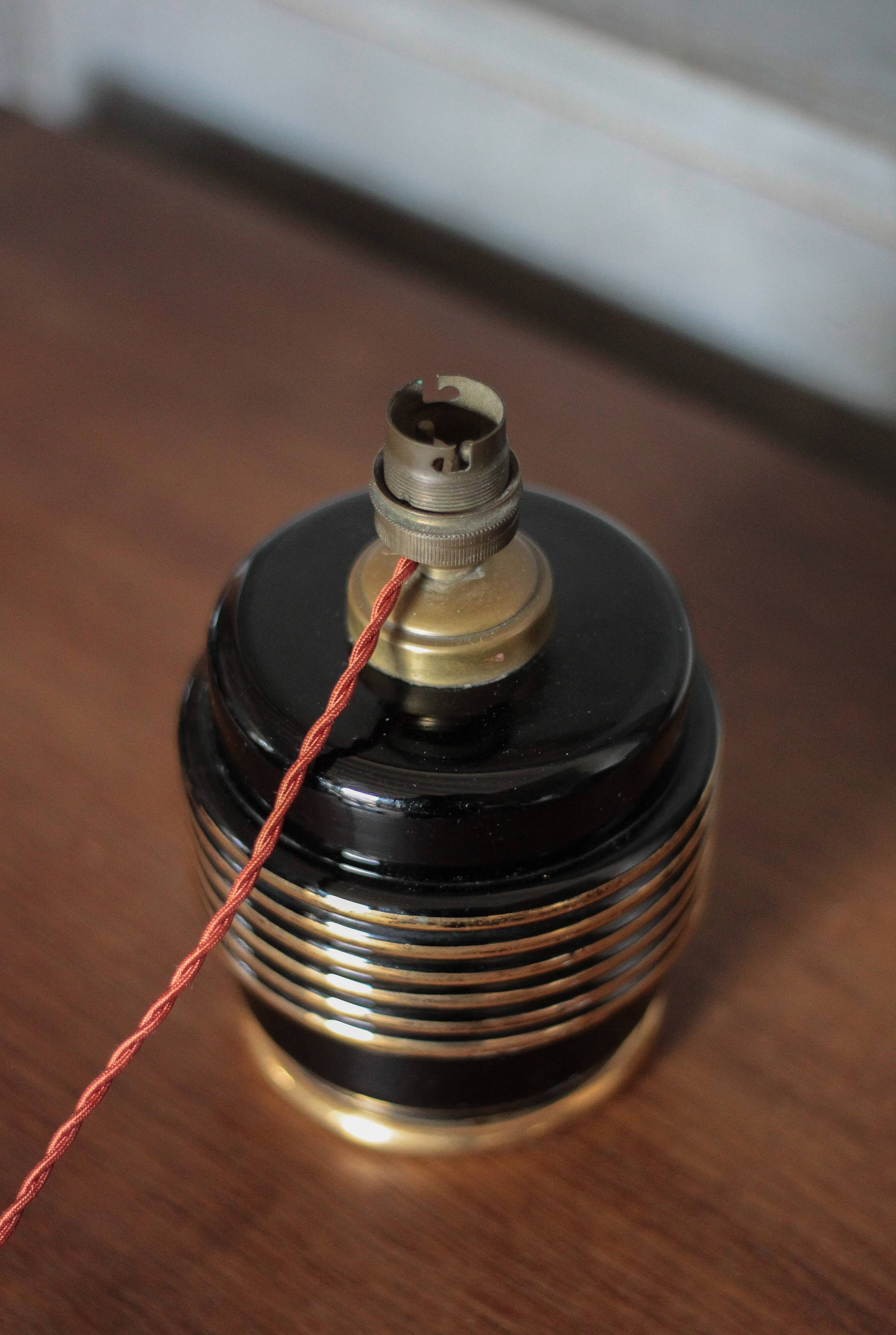 Vintage lamp, table lamp, bedside lamp, black and gold lamp base