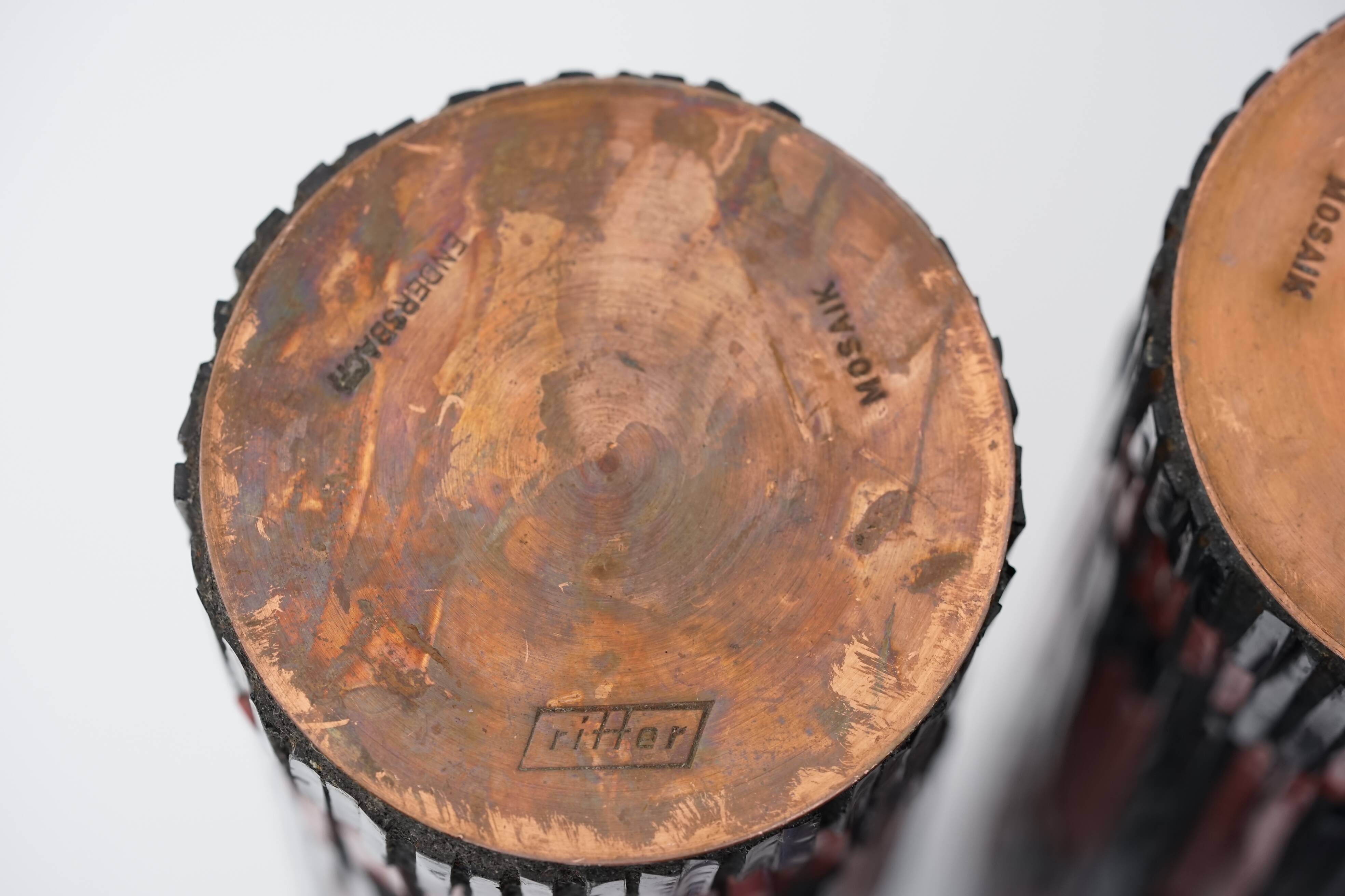 Mid Century Modern Pottery Mosaic Vases by Ritter, 1960s, Set of 5