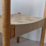 Set of 6 stackable chairs in beech and jute.
